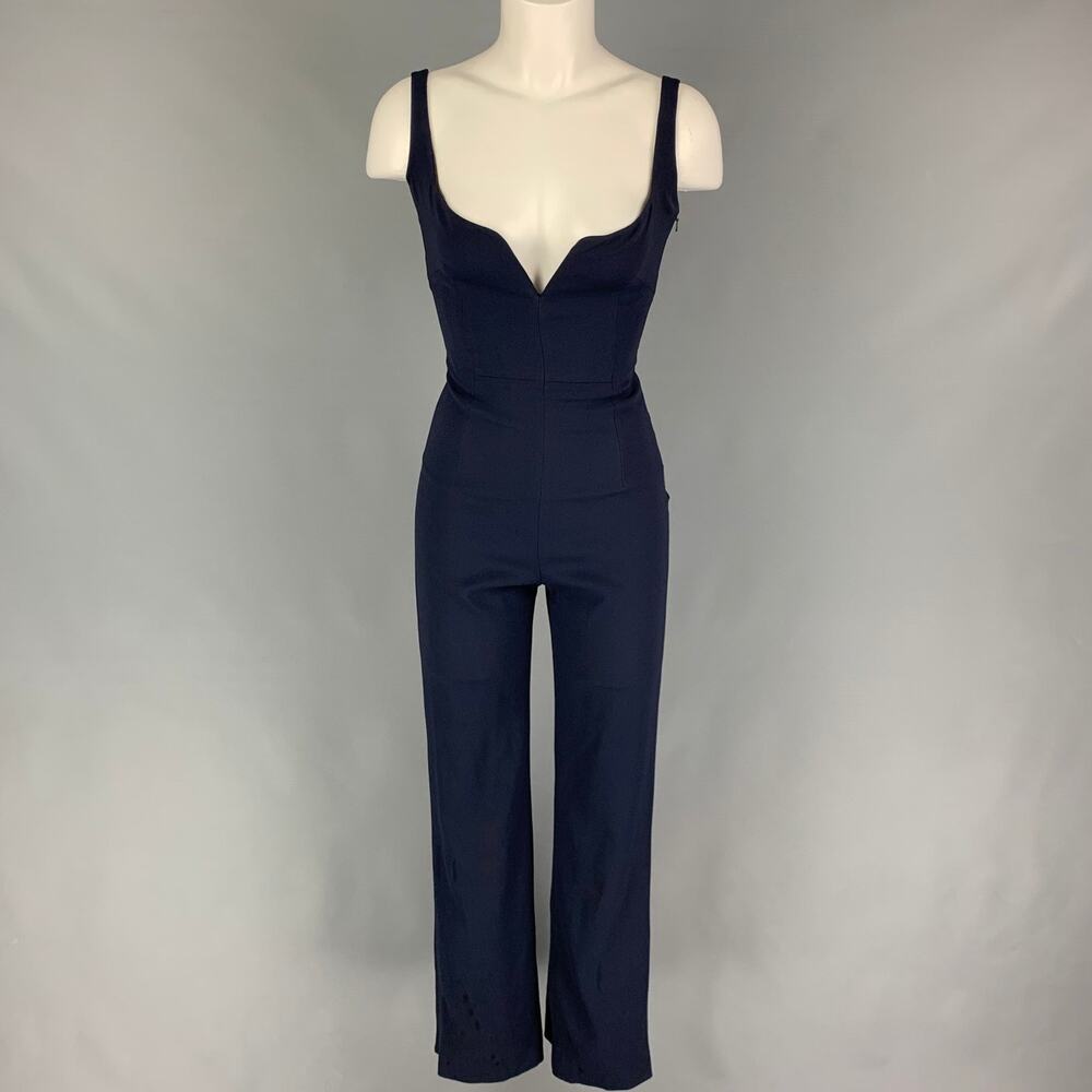 GALVAN Size 2 Navy Acetate Blend Signature Corset Jumpsuit